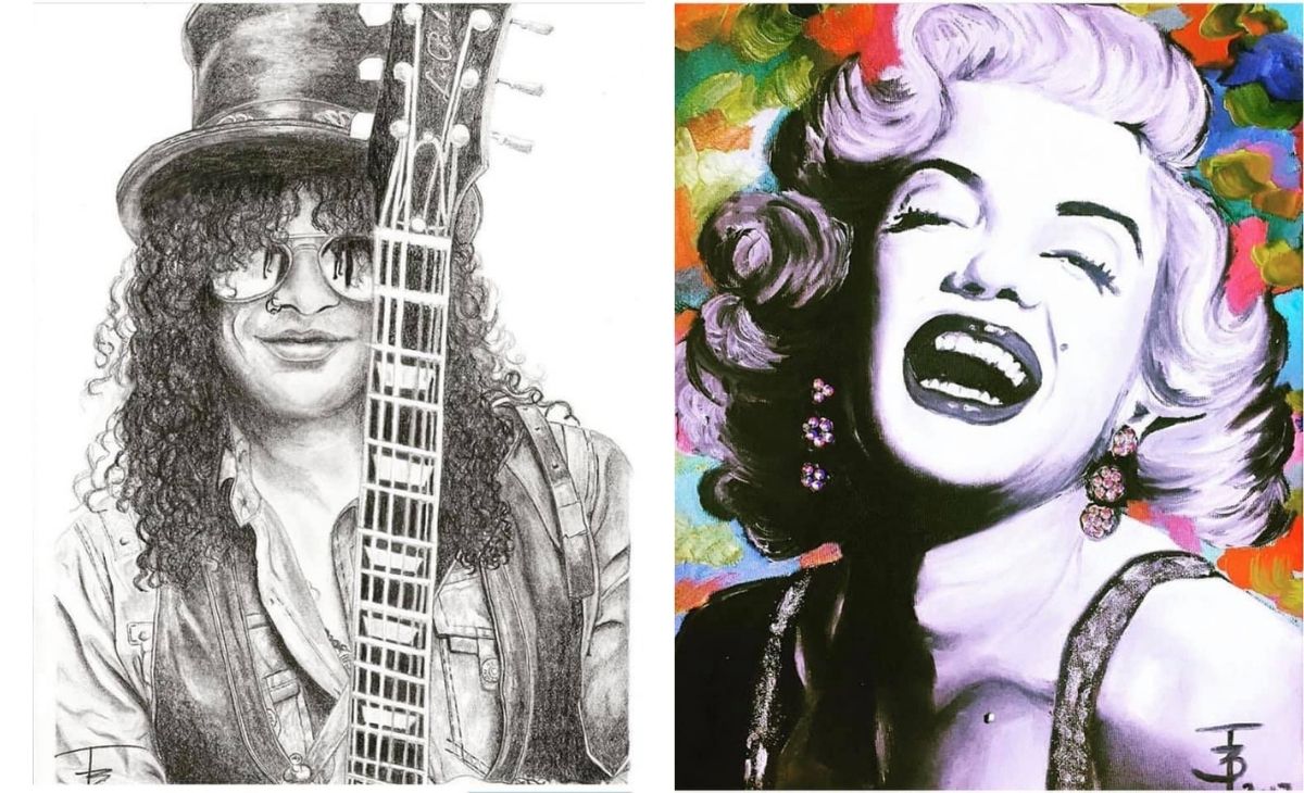 Fekete Bea, ceruzaportré, rajz, anyavállalat, Marilyn Monroe, Slash